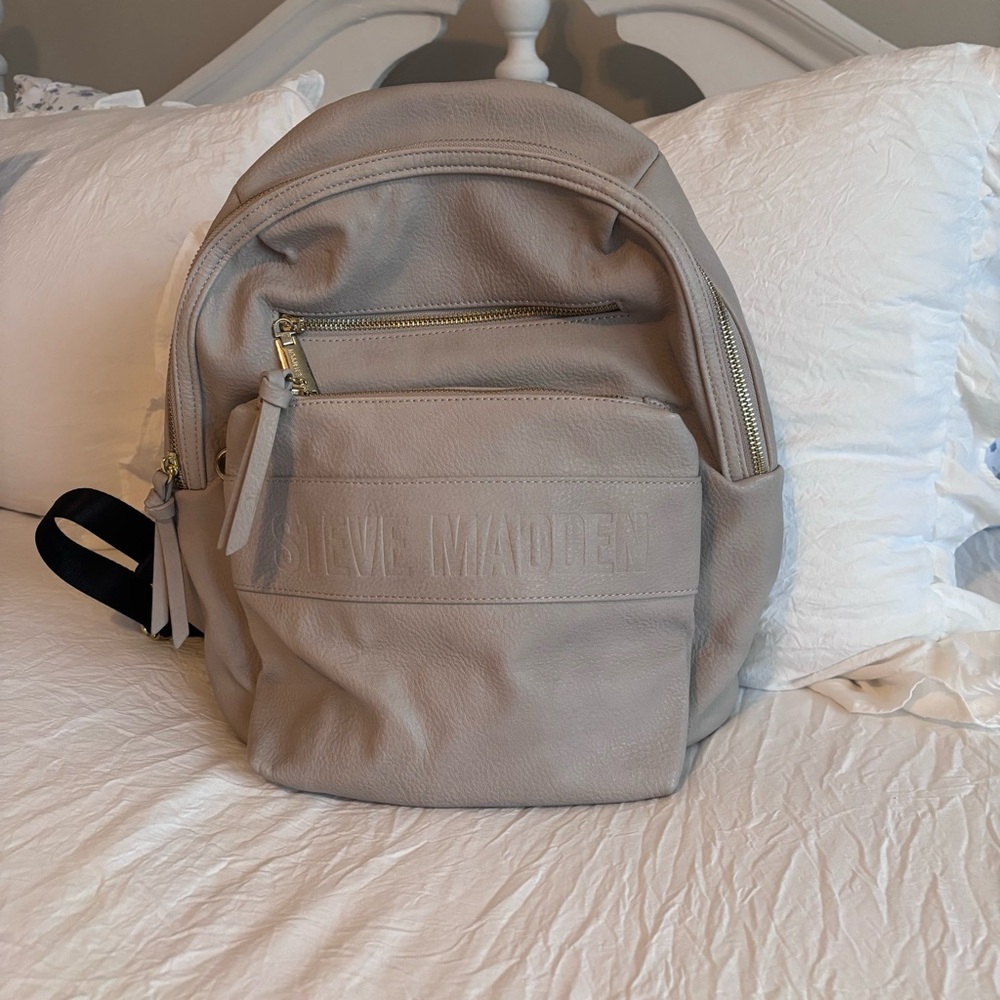 Steve Madden Taupe Backpack with Gold Accents